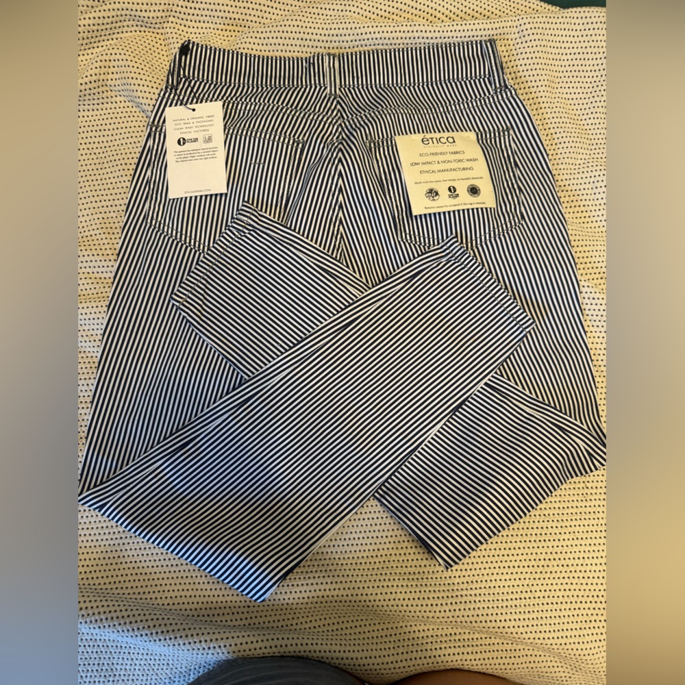 Etica Black and White Striped Skinny Pants size 3 - Picture 2 of 3
